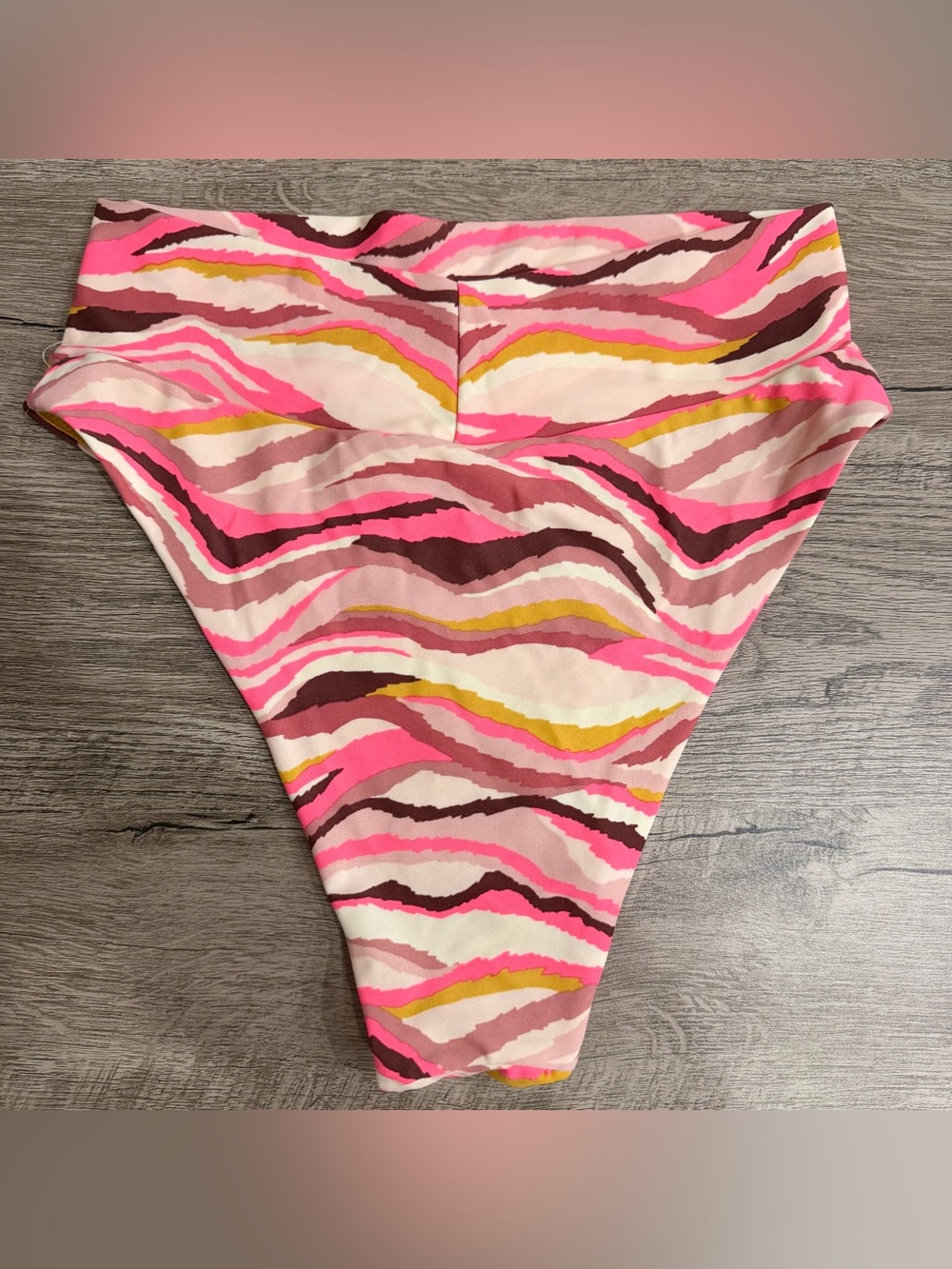 Aerie Women's Crossover High Cut Cheeky Bikini Bottom Zebra Pink Brown‎ Medium - Picture 3 of 4